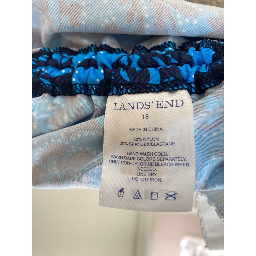 Lands' End Women's Swim Tankini Top Size 18 Blue Floral Ruched Sides - Picture 8 of 8